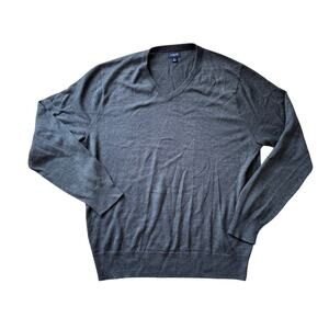 J. CREW Merino Wool Blend Men's Sweater, size Size XL; Gray; V-neck;
